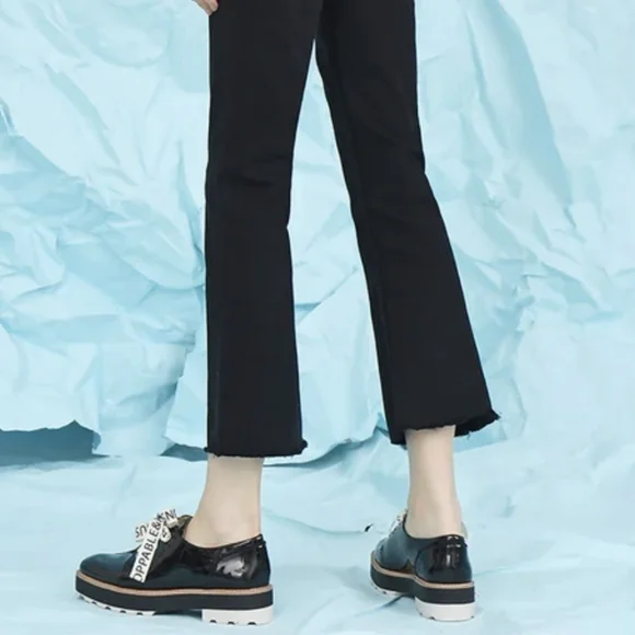 Zara Black Patten Leather Stack Shoes - Picture 3 of 15